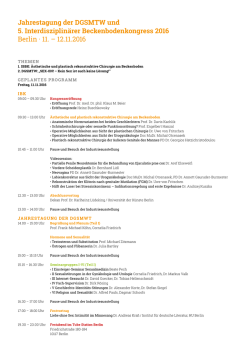 Kongress Programm 2016 - Interdisziplinärer Beckenbodenkongress