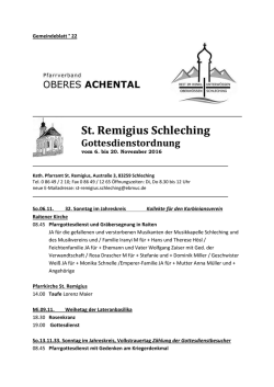 Gottesdienst-Ordnung und Informationen des