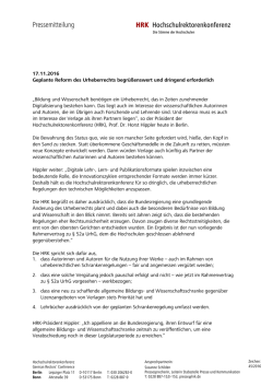 HRK Hochschulrektorenkonferenz Pressemitteilung