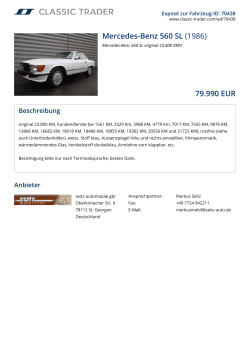 Mercedes-Benz 560 SL (1986) 79.990 EUR