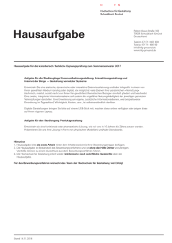Hausaufgabe - HfG Schwäbisch Gmünd
