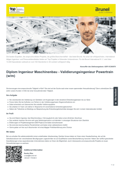 Diplom Ingenieur Maschinenbau - Validierungsingenieur