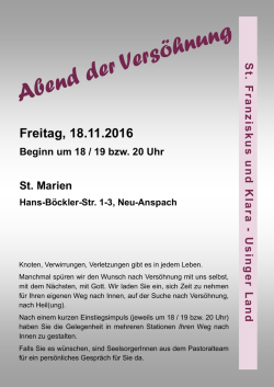 Freitag, 18.11.2016 - Pfarrei St. Franziskus und Klara