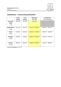 Ferienordnung 16-17 - Kindertageseinrichtung St. Anna