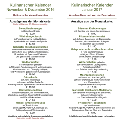 Kulinarischer Kalender Kulinarischer Kalender