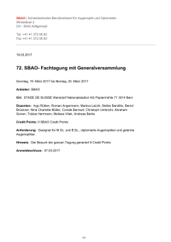 72. SBAO- Fachtagung mit Generalversammlung