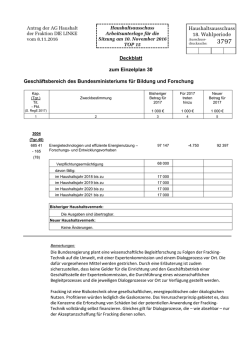 Haushaltsausschuss 18. Wahlperiode Deckblatt zum Einzelplan 30