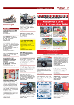 Hausmesse vom 11. &ndash; 14. November 2016