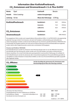 Informationen &uuml;ber Kraftstoffverbrauch, CO2