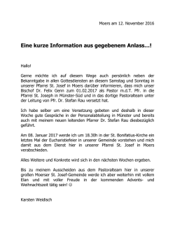 Eine kurze Information aus gegebenem Anlass&hellip;!