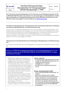 Checkliste Planungsunterlagen &Uuml;bergabestation
