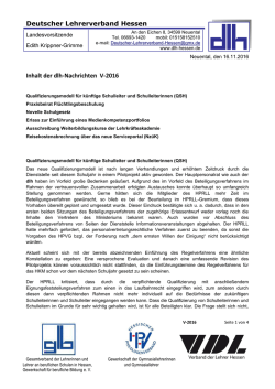Deutscher Lehrerverband Hessen Inhalt der dlh-Nachrichten V-2016