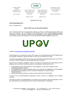 UPOV-Pres Genf, 7. No Am 8. Nove neues Logo Funktionen mit der