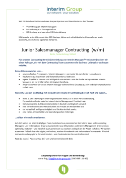 Junior Salesmanager Contracting (w/m)