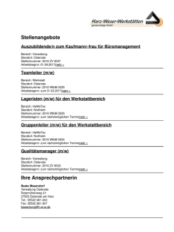 Harz-Weser-Werkst&auml;tten: Stellenangebote