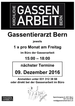 09. Dezember 2016 - Kirchliche Gassenarbeit Bern