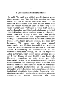 In Gedenken an Herbert Wimbauer