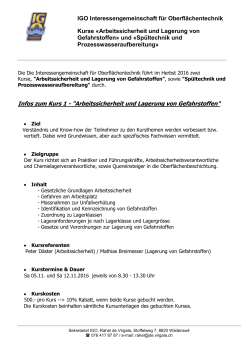 IGO Interessengemeinschaft f&uuml;r Oberfl&auml;chentechnik Kurse