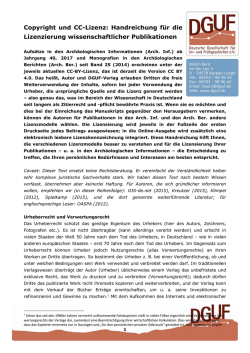 Handreichung f&uuml;r die Lizenzierung wissenschaftlicher Publikationen