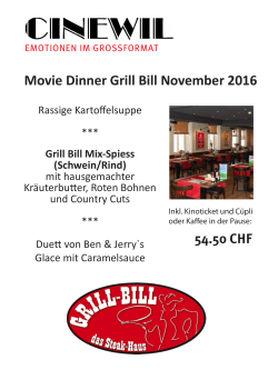 Movie Dinner Grill Bill November 2016