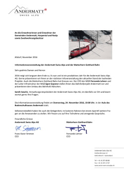 Informationsveranstaltung der Andermatt Swiss Alps