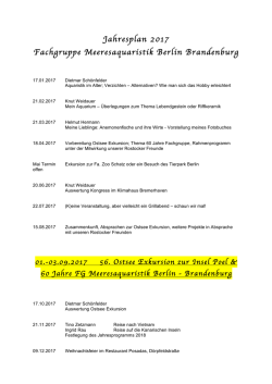 Jahresplan 2017 Fachgruppe Meeresaquaristik Berlin Brandenburg