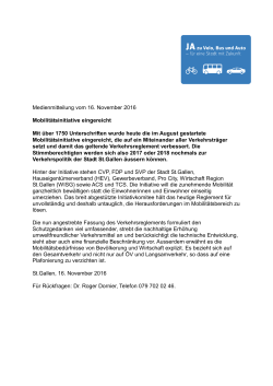 Medienmitteilung vom 16. November 2016 Mobilitätsinitiative
