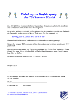Einladung zur Neujahrsparty des TSV Immer – Bürstel