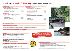 Feriendorf Eisenberg Preisliste für das Jahr 2017