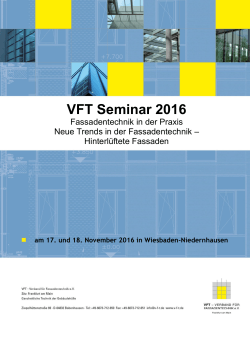 VFT-Seminarprogramm_2016 - VFT Verband für Fassadentechnik