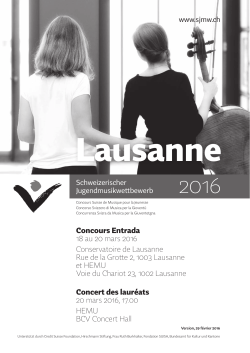 Concours Entrada 18 au 20 mars 2016 Conservatoire de Lausanne