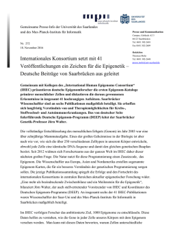 Internationales Konsortium setzt mit 41 Ver&ouml;ffentlichungen ein