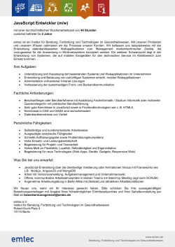 JavaScript Entwickler (m/w)