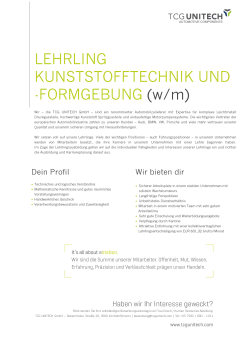 LEHRLING KUNSTSTOFFTECHNIK UND