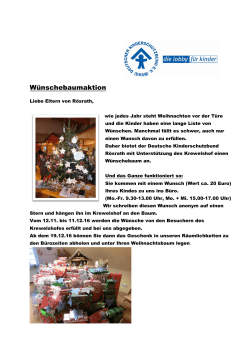 Wünschebaumaktion - Deutscher Kinderschutzbund Rösrath eV