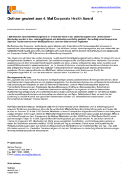 Gothaer gewinnt zum 4. Mal Corporate Health Award