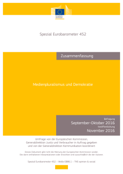 Spezial Eurobarometer 452 Medienpluralismus und Demokratie