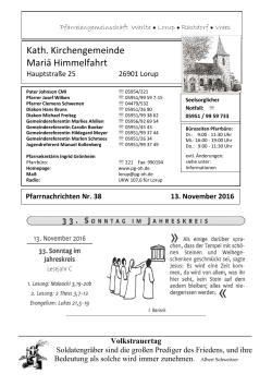 Pfarrnachrichten vom 13.11.2016
