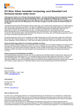 DTI West: K&ouml;lner Immobilien hochpreisig, auch D&uuml;sseldorf und