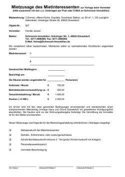 Mietzusage des Mietinteressenten zur Vorlage beim Vermieter