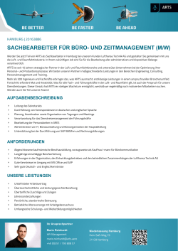 SACHBEARBEITER FÜR BÜRO- UND ZEITMANAGEMENT (M/W)