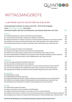 in der Woche vom 14.11. bis 18.11.2016 von 12 bis 15