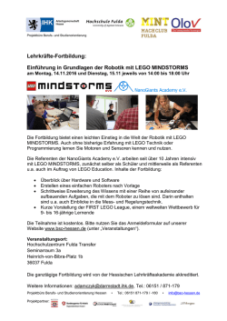 Einf&uuml;hrung in Grundlagen der Robotik mit LEGO MINDSTORMS