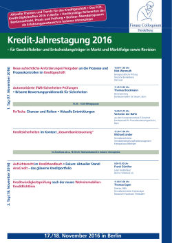 Kredit-Jahrestagung 2016 - Finanz Colloquium Heidelberg