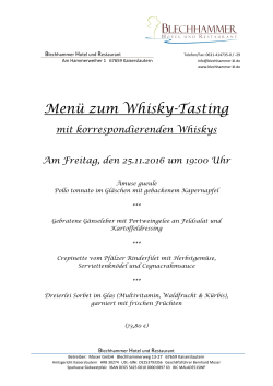 Menü zum Whisky-Tasting - Blechhammer Kaiserslautern