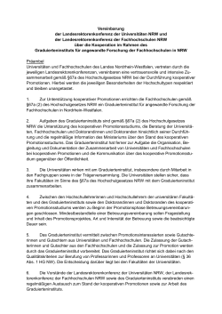 Vereinbarung der Landesrektorenkonferenz der Universitäten NRW