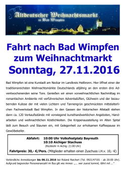 Weihnnachtsfahrt nach Bad Wimpfen am 27.11.2016