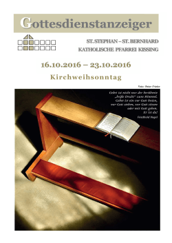 Mittwoch, 16.11.2016 09.00 Uhr St. Bernhard Hl. Messe
