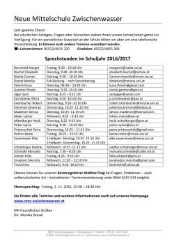 Sprechstundenliste - HS Zwischenwasser