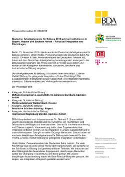 Presse-Information Nr. 000/2016 Deutscher Arbeitgeberpreis für